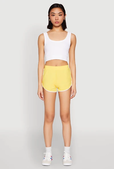 Womens Soft Knit Dolphin Shorts, Yellow, Size L