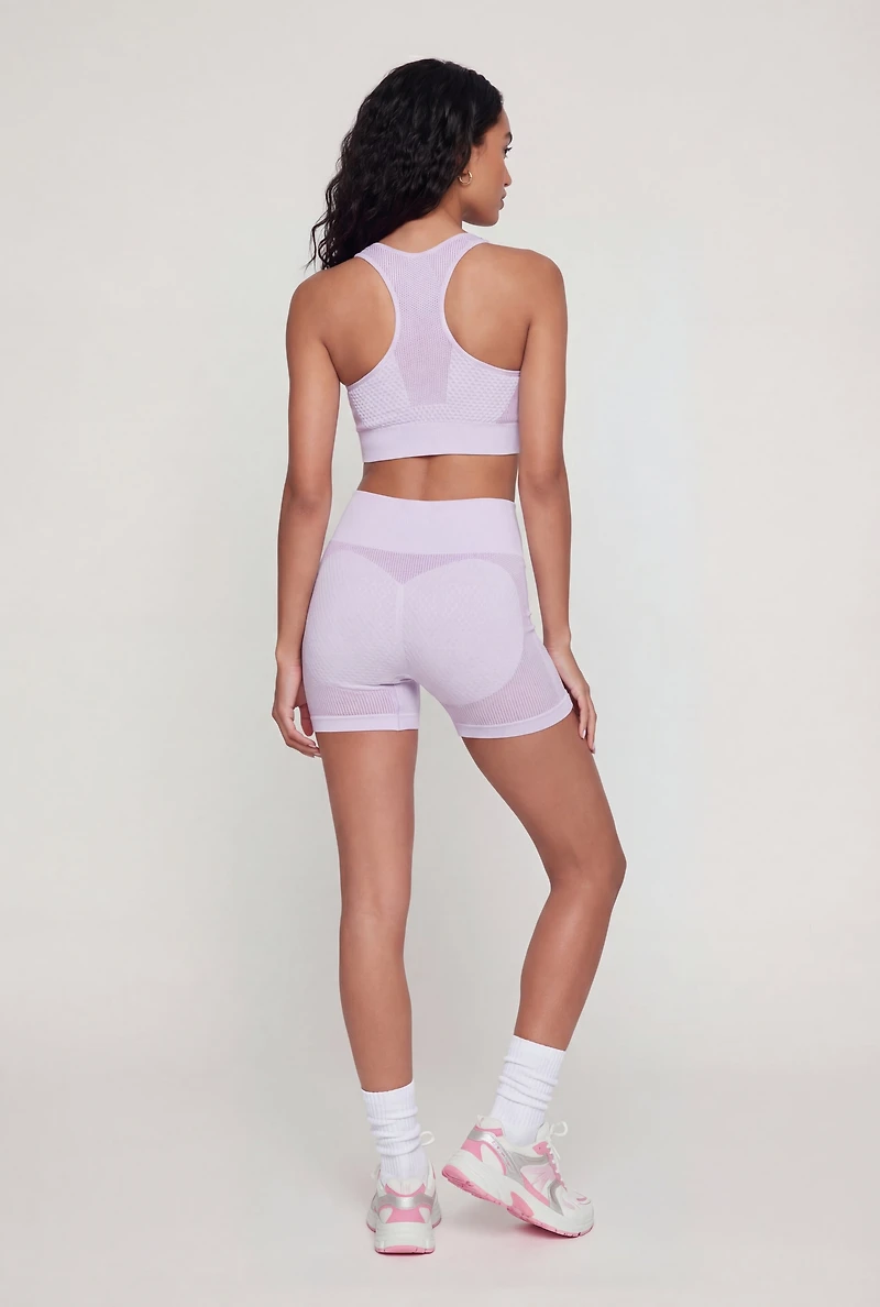 Two Toned Compression Rib Knit Active Shorts