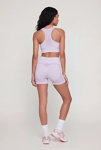 Two Toned Compression Rib Knit Active Shorts