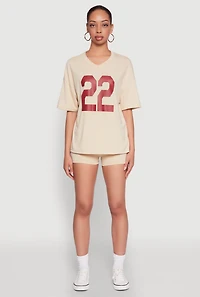 Womens 22 V Neck Football T Shirt,