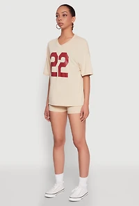 Womens 22 V Neck Football T Shirt,