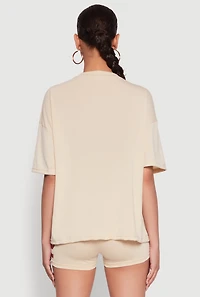 Womens 22 V Neck Football T Shirt, Beige,