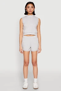 Womens Striped Trim Shorts, Grey, Size S