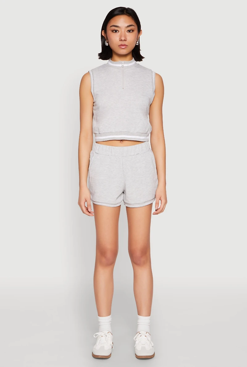 Womens Striped Trim Shorts, L