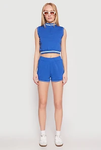Womens Striped Trim Shorts, Blue, Size XL