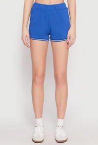 Womens Striped Trim Shorts, Blue, Size XL