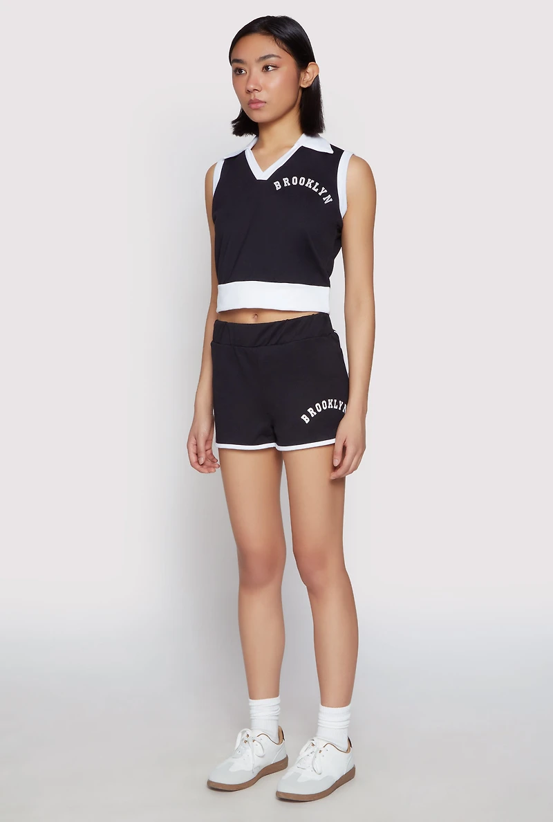 Womens Brooklyn Sleeveless Johnny Collar Top,