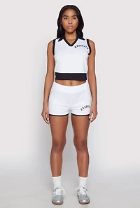Womens Brooklyn Sleeveless Johnny Collar Top, White,