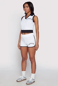 Womens Brooklyn Sleeveless Johnny Collar Top, White,