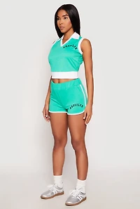 Womens Brooklyn Sleeveless Johnny Collar Top, Green, Size M