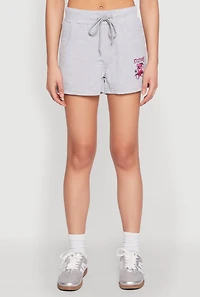 Womens French Terry Bear Graphic Shorts,