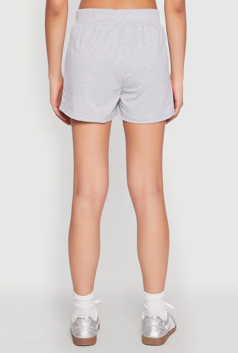 Womens French Terry Bear Graphic Shorts, Grey, Size M