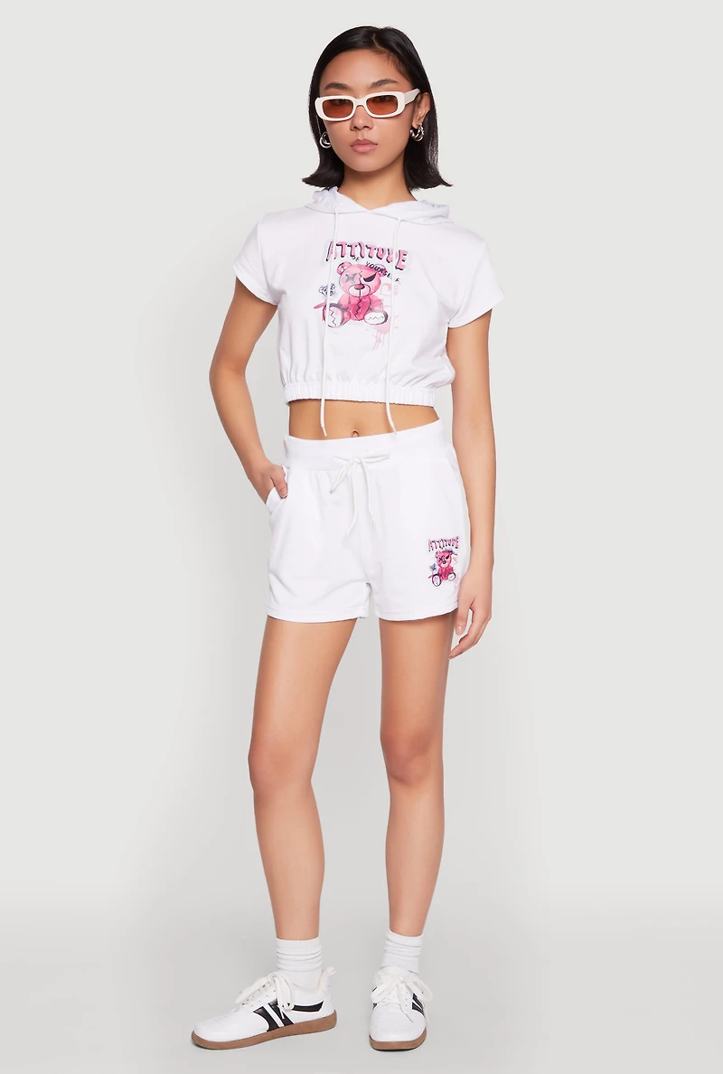 French Terry Bear Graphic Shorts