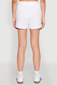 Womens French Terry Bear Graphic Shorts, White, Size L