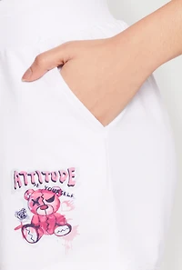 French Terry Bear Graphic Shorts