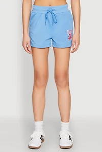 Womens French Terry Bear Graphic Shorts,