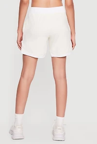 A Graphic Contrast Trim Drawstring Waist Shorts