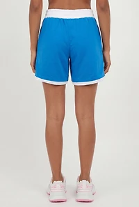A Graphic Contrast Trim Drawstring Waist Shorts