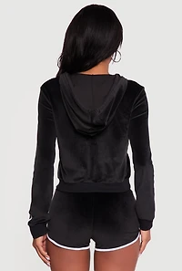 8 Graphic Zip Front Velour Hoodie