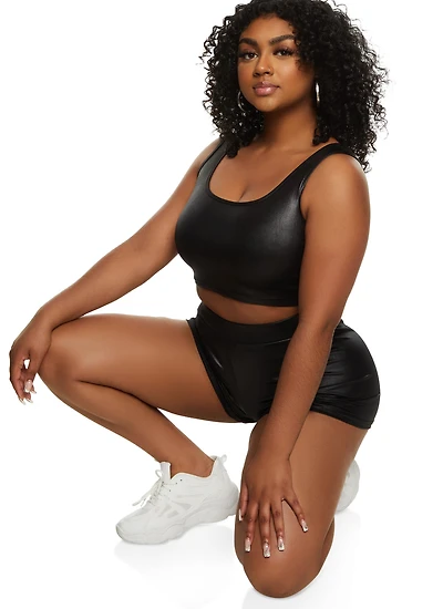 Leather Look Cropped Tank Top