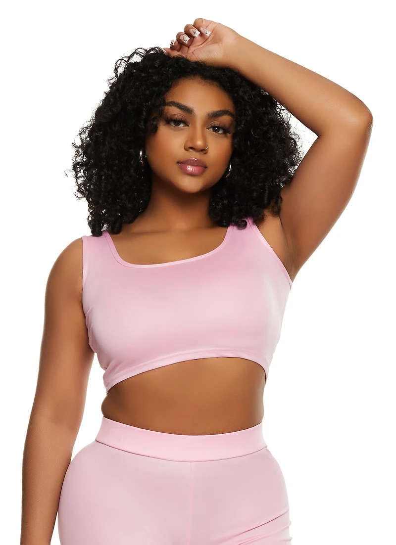 Leather Look Cropped Tank Top