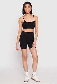 Womens Seamless High Waist Biker Shorts, Black, Size S