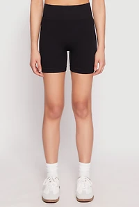 Womens Seamless High Waist Biker Shorts, Black, Size S