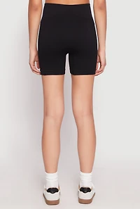 Womens Seamless High Waist Biker Shorts, Black, Size S
