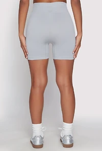 Womens Seamless High Waist Biker Shorts, Grey, Size M