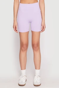 Womens Seamless High Waist Biker Shorts, Purple, Size S