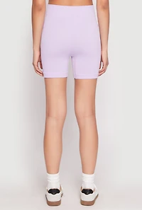 Womens Seamless High Waist Biker Shorts, Purple, Size S