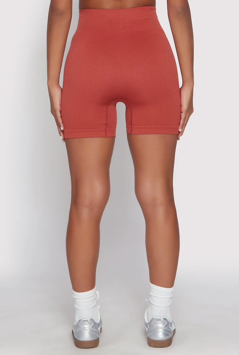 Womens Seamless High Waist Biker Shorts,
