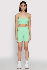 Womens Seamless Cami Sports Bra, Green, Size L