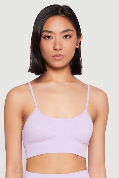 Womens Seamless Cami Sports Bra, Purple, Size L