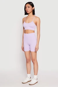 Womens Seamless Cami Sports Bra, Purple, Size L