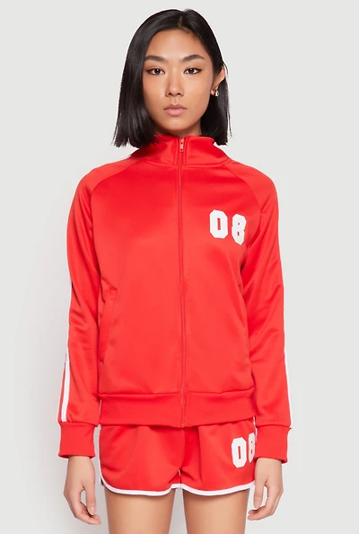 Womens Varsity Stripe 08 Track Jacket, Red, Size M