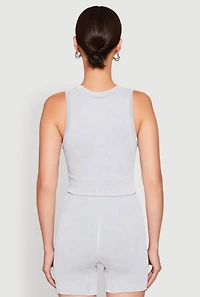 Womens Ribbed Knit Keyhole Tank Top, M