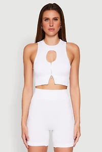 Ribbed Knit Keyhole Tank Top