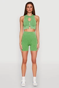 Womens Ribbed Knit Keyhole Tank Top,
