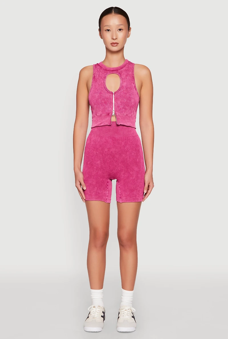 Ribbed Knit Keyhole Tank Top