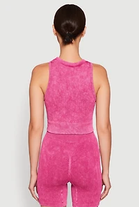 Womens Ribbed Knit Keyhole Tank Top, L