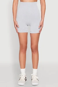 Womens Seamless Ribbed Knit Ruched Biker Shorts, XL