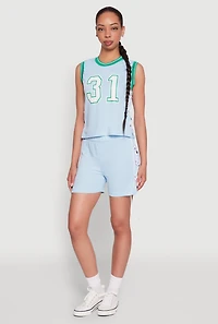 Womens Jersey Mesh Lace Up Side Shorts, Blue, Size M