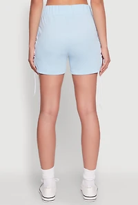 Womens Jersey Mesh Lace Up Side Shorts, Blue, Size M