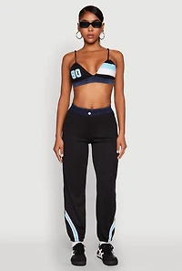 Womens Jersey Mesh 90 Graphic Contrast Trim Bralette, Multi, Size L
