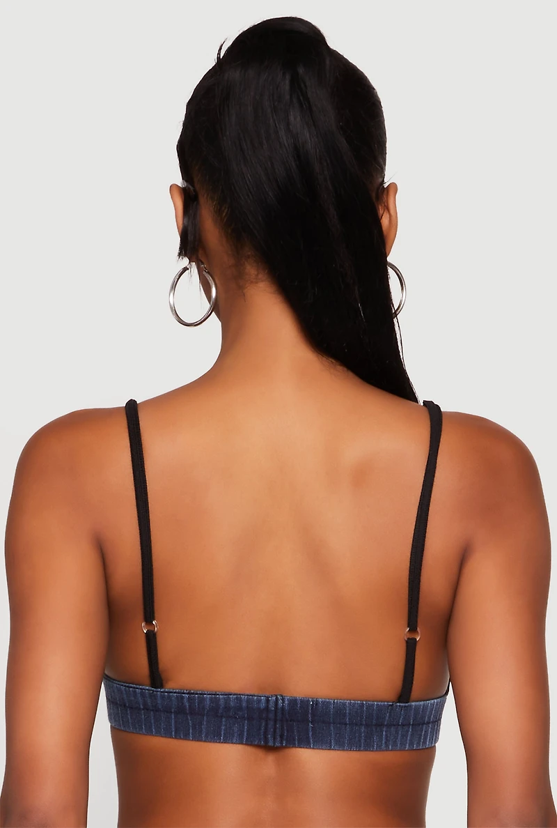 Womens Jersey Mesh 90 Graphic Contrast Trim Bralette, Multi, Size L