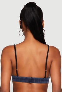 Womens Jersey Mesh 90 Graphic Contrast Trim Bralette, Multi, Size L
