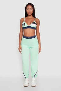 Womens Jersey Mesh 90 Graphic Contrast Trim Bralette,