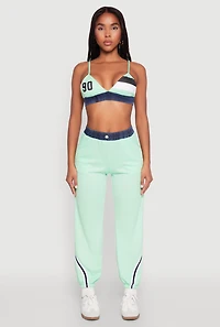 Womens Jersey Mesh 90 Graphic Contrast Trim Bralette,