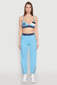 Womens Jersey Mesh 90 Graphic Contrast Trim Bralette, Blue, Size XL